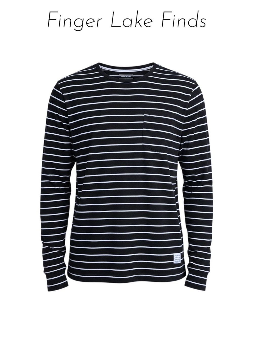 Adam Levine Collection Navy and White Striped Long Sleeve Shirt, Lg